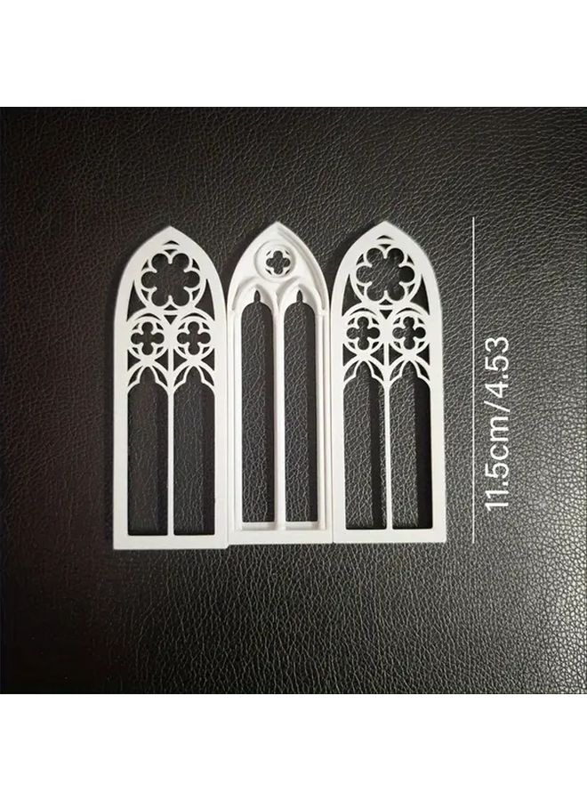 Model B Narrow Window 2pcs Black Gothic Building Model DIY Scene Props - Image 3